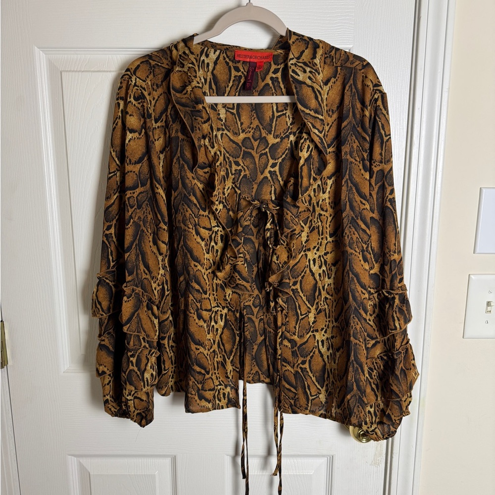 Plus Size Hester & Orchard Chic Print Ruffle Blouse